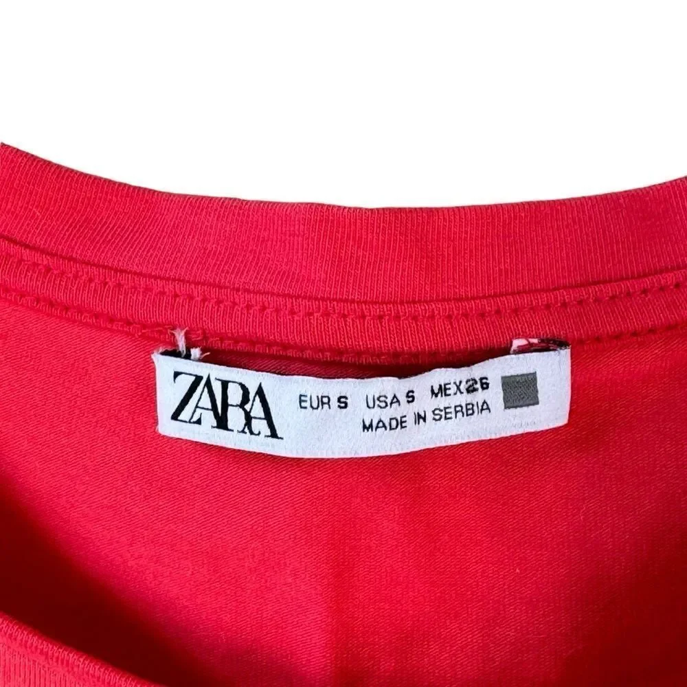 Zara Cropped Tank Top in Red Stretch Cotton in Size Small